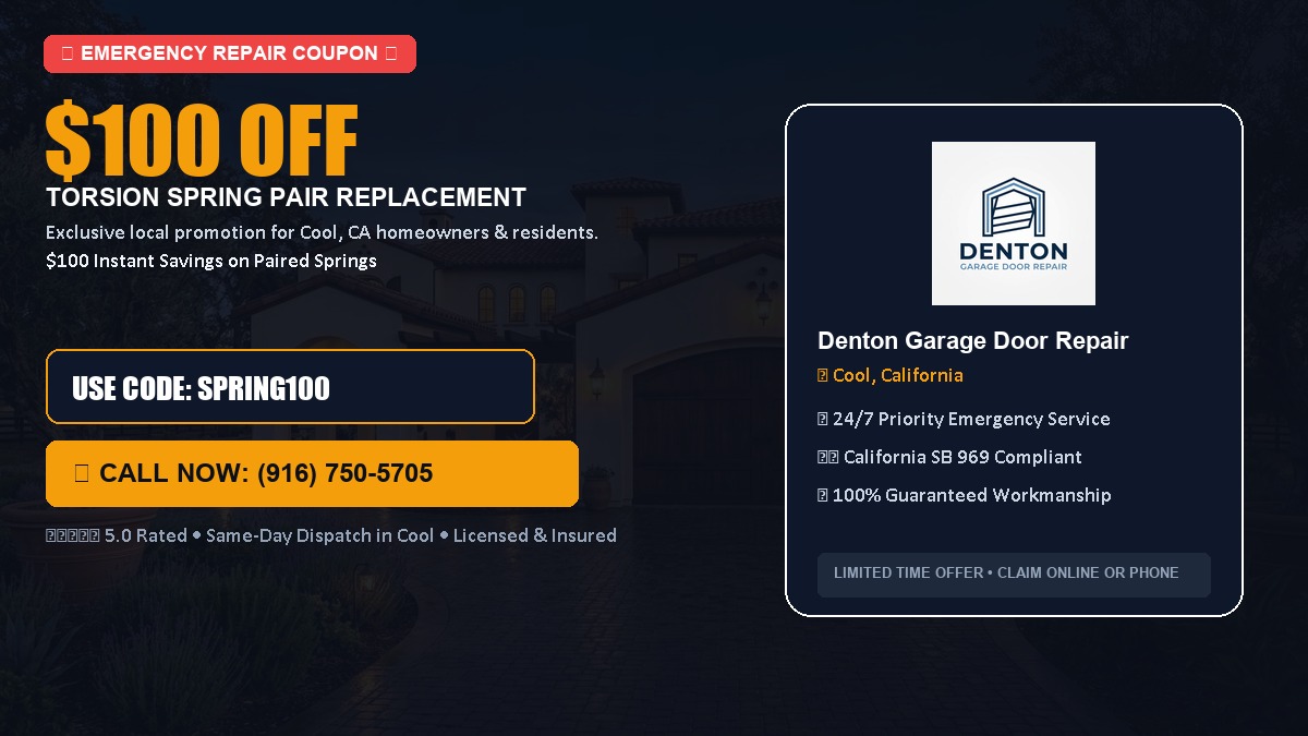 $100 OFF Heavy-Duty Torsion Spring Pair Replacement in Cool, CA